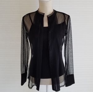 White House Black Market. Mesh Button-Down Top